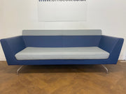 Used Orangebox Cwtch Blue/Grey Leather Sofa & Chair Set