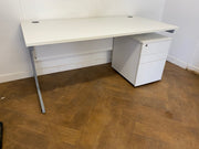 Used White 1600mm x 800mm Desk & Pedestal