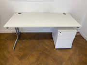 Used White 1600mm x 800mm Desk & Pedestal