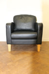 Used Black Leather Tub Chairs Sold as a Pair