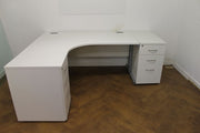 NEW WHITE 1600 x 1200mm Corner Desk 600mm & 800mm Pedestal