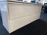 Used White Steel Desk High  2 Drawer Lateral Filing Cabinet