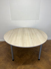 Used Steelcase Oak 1400mm Diameter 4 Legged Meeting Table