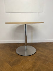 Used Allermuir Maple 900mm Diameter Circular Meeting Table on a Chrome Column Base