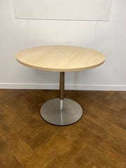 Used Allermuir Maple 900mm Diameter Circular Meeting Table on a Chrome Column Base