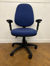 Used Blue Cloth Swivel Chair with Arms