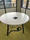 Used Herman Miller White 1200mm Diameter 4 Legged Circular Meeting Table.