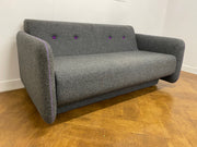 Used Orangebox Campus Grey Cloth 2 Seat Sofa with Purple Trim
