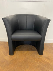 Used Black Faux Leather Tub Chairs Sold as a Pair