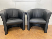 Used Black Faux Leather Tub Chairs Sold as a Pair