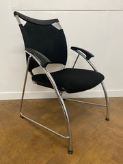 Used Interstuhl Black Mesh/Cloth Chrome Framed Meeting Chair (Set of 6)