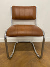 Vintage Tan Vinyl Chrome Cantilever Stacking Meeting Chair. (Set of 6)