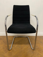 Used Brunner Fina Quilt Black Cloth Chrome Cantilever Stacking Meeting Chair  with White Arms