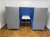 Used ORN Converse Station Fully Configured Private Booth 4 Seater in Blue and Grey Cloth
