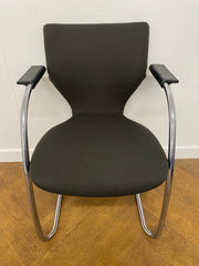 Used Orangebox X10 Black Cloth Chrome Cantilever Stacking Meeting Chair