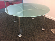 Used Round Smoked Glass Meeting Table