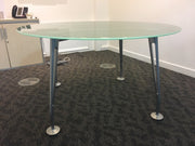 Used Round Smoked Glass Meeting Table