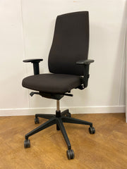 Used Interstuhl 'Goal' High Back Swivel Chair with Adjustable Arms in Grey Cloth