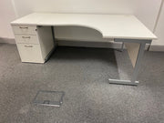 Used Lee & Plumpton 1400mm x 1200mm Corner Desk with 800mm Desk High Pedestal