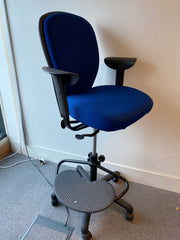 Used Blue Cloth Draughtsman Chair