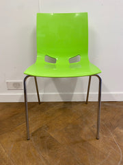 Used Green Plastic Stacking Canteen Chairs
