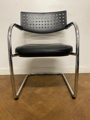 Used Vitra Vis-a-Vis Black Leather Meeting Chairs