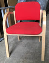 Used Beech Framed Red Cloth Stacking Chair