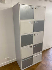 Used Bisley 10 Door Staff Lockers Grey & White Doors