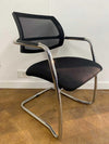 Used Black Cloth Chrome Cantilever Stacking Meeting Chairs Set of 4