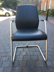 Used Black Leather 'Sitland' Conference/Meeting Chairs Silver Frame