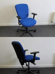Used EFG blue cloth 2 lever adjustment swivel/typist chairs
