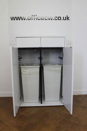 Used KI White Steel 2 Door Cupboard/Recycling Point