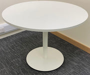 Used White Circular Meeting Tables 1000mm Diameter