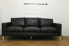 Borge Mogensen style Black Leather 3 Seat Sofa