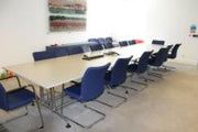Used 5000 x 1200mm 14-18 seat modern Grey/Chrome Boardroom/Conference table.